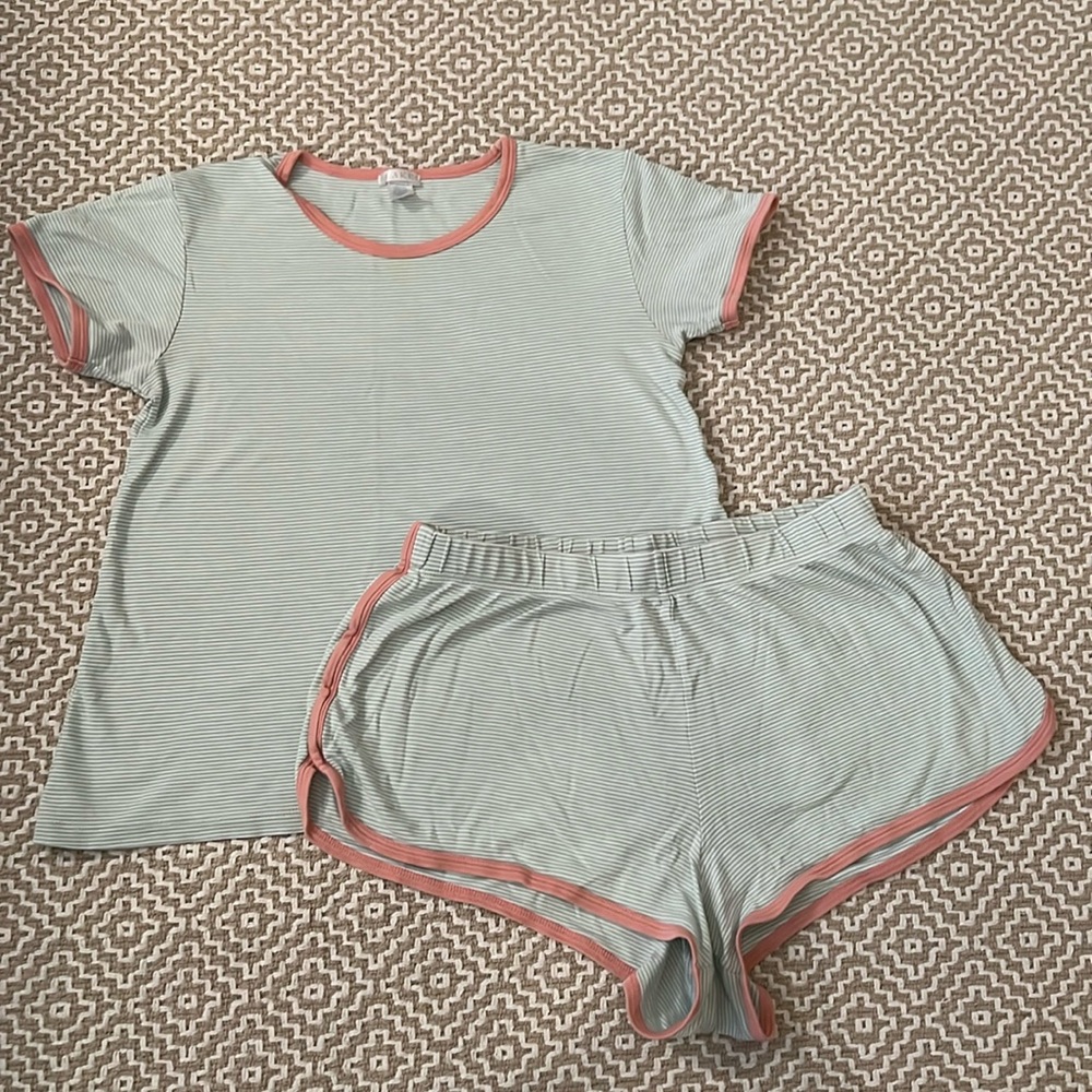 Lake Pajamas Pinstripe Short Set, Pink & Mint, S